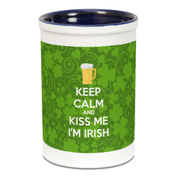 Kiss Me I'm Irish Ceramic Pencil Holders - Blue