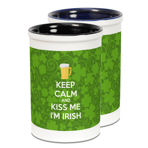 Custom Kiss Me I'm Irish Ceramic Pencil Holder - Large