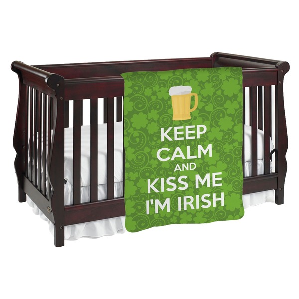 Custom Kiss Me I'm Irish Baby Blanket (Single Sided) (Personalized)