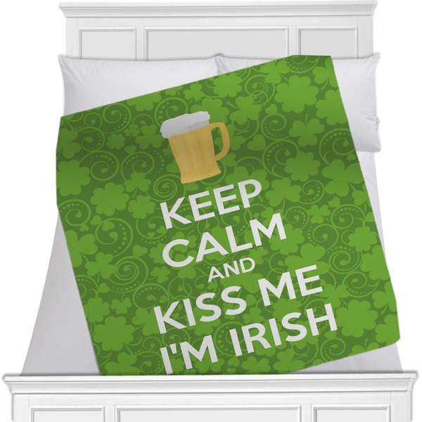 Custom Kiss Me I'm Irish Minky Blanket - 40"x30" - Double Sided (Personalized)