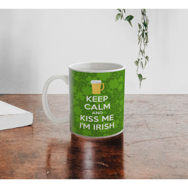 Kiss Me I'm Irish Personalized Coffee Mug - Lifestyle