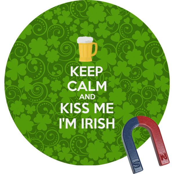 Custom Kiss Me I'm Irish Round Fridge Magnet