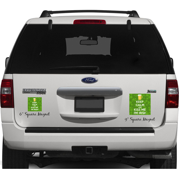Kiss Me I'm Irish Personalized Square Car Magnets on Ford Explorer