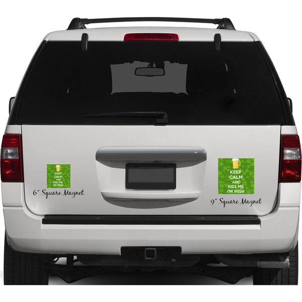 Kiss Me I'm Irish Personalized Square Car Magnets on Ford Explorer