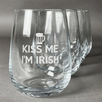 Kiss Me I'm Irish Stemless Wine Glasses (Set of 4) (Personalized)