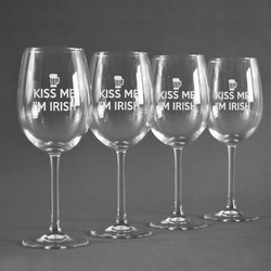 Kiss Me I'm Irish Wine Glasses (Set of 4) (Personalized)