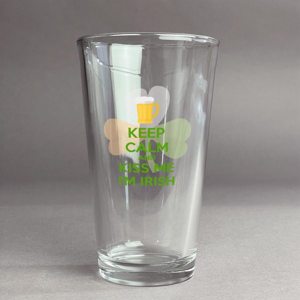 Custom Kiss Me I'm Irish Pint Glass - Full Color Logo