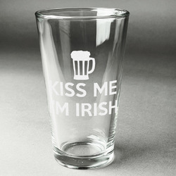 Kiss Me I'm Irish Pint Glass - Engraved (Single)