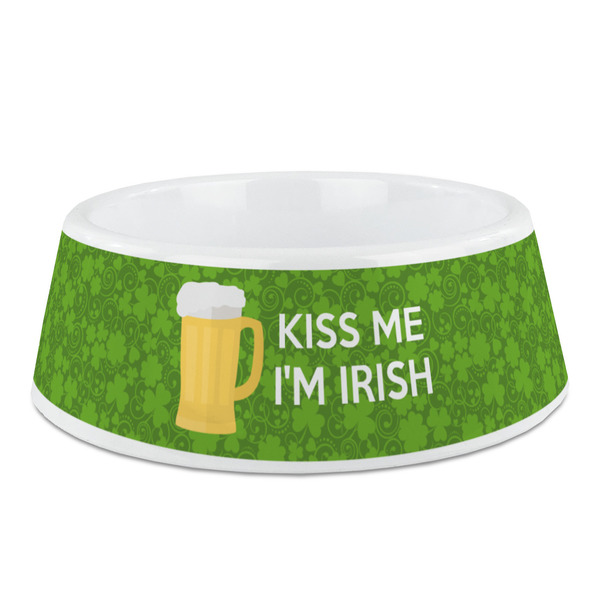 Custom Kiss Me I'm Irish Plastic Dog Bowl - Medium
