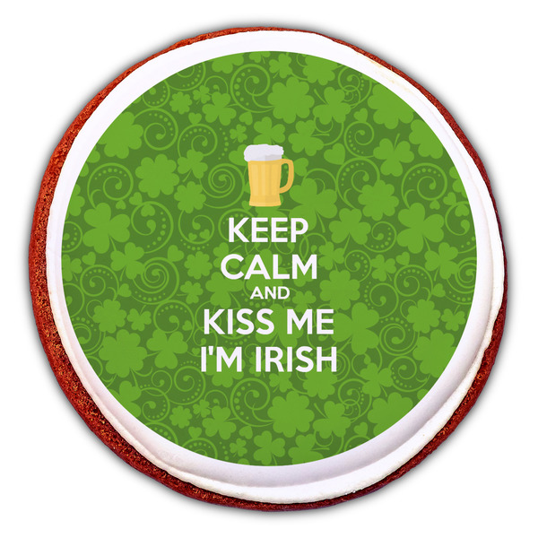 Kiss Me I'm Irish Printed Icing Circle - Large - On Cookie