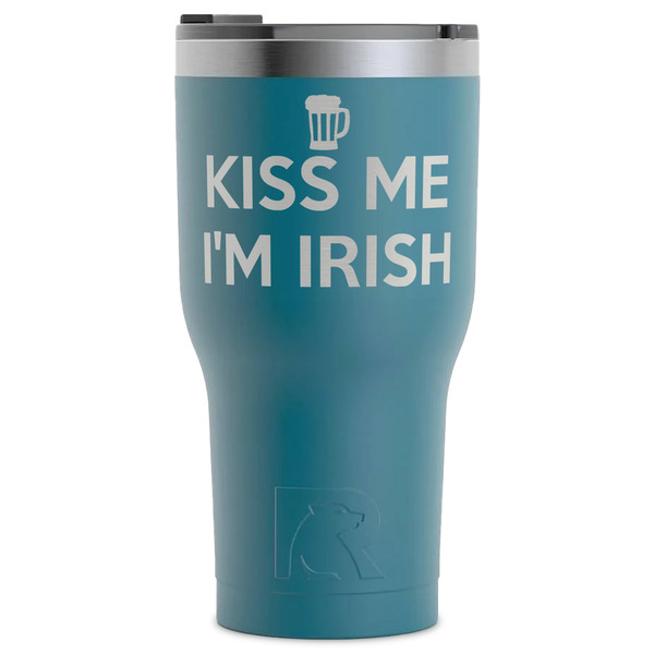 Custom Kiss Me I'm Irish RTIC Tumbler - Dark Teal - Laser Engraved - Single-Sided