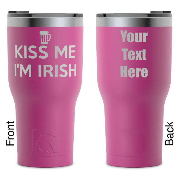 Custom Kiss Me I'm Irish RTIC Tumbler - Magenta - Laser Engraved - Double-Sided