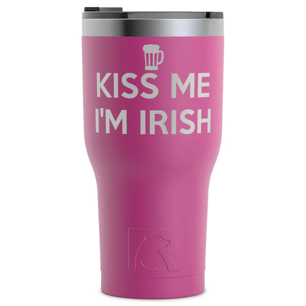 Custom Kiss Me I'm Irish RTIC Tumbler - Magenta - Laser Engraved - Single-Sided