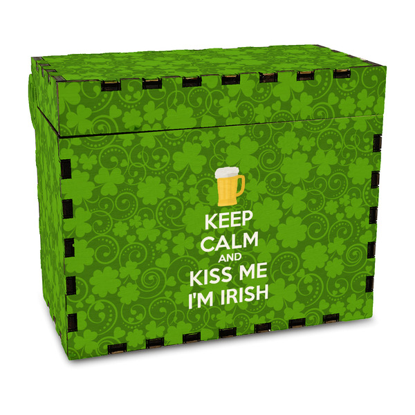 Custom Kiss Me I'm Irish Wood Recipe Box - Full Color Print