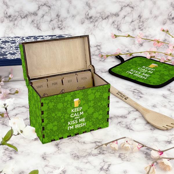 Kiss Me I'm Irish Recipe Box - Full Color - In Context