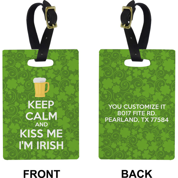 Kiss Me I'm Irish Rectangle Luggage Tag (Front + Back)