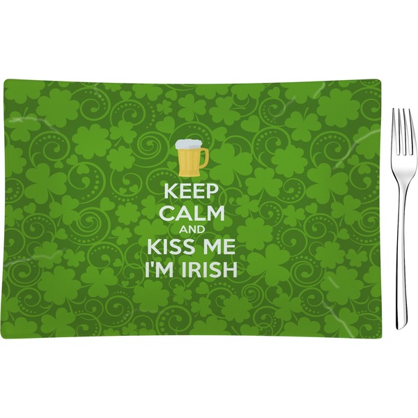 Custom Kiss Me I'm Irish Glass Rectangular Appetizer / Dessert Plate (Personalized)