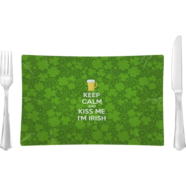 Custom Kiss Me I'm Irish Rectangular Glass Lunch / Dinner Plate - Single or Set (Personalized)