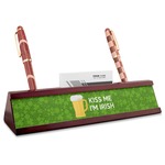 Kiss Me I'm Irish Red Mahogany Nameplate with Business Card Holder (Personalized)
