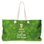 Kiss Me I'm Irish Large Tote Bag with Rope Handles