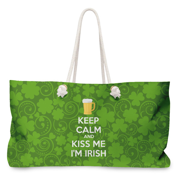 Custom Kiss Me I'm Irish Large Tote Bag with Rope Handles