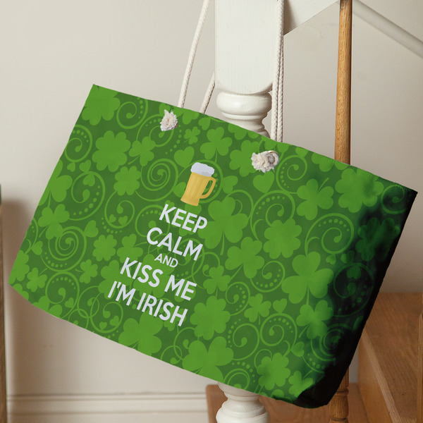 Kiss Me I'm Irish Large Rope Tote - Life Style