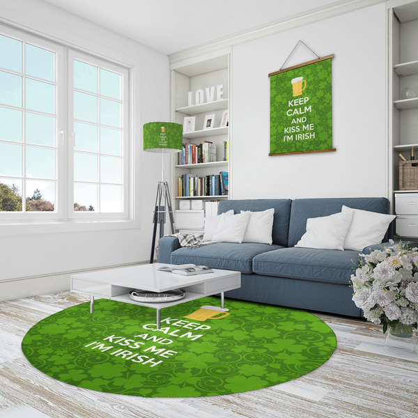 Kiss Me I'm Irish Round Area Rug - IN CONTEXT