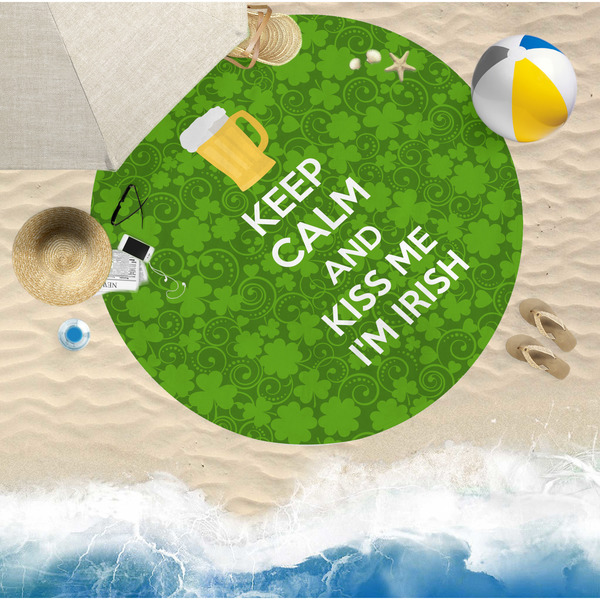 Kiss Me I'm Irish Round Beach Towel Lifestyle