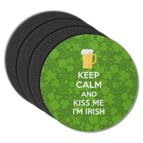 Kiss Me I'm Irish Round Coaster Rubber Back - Main