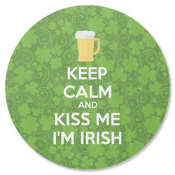 Kiss Me I'm Irish Round Rubber Backed Coaster (Personalized)