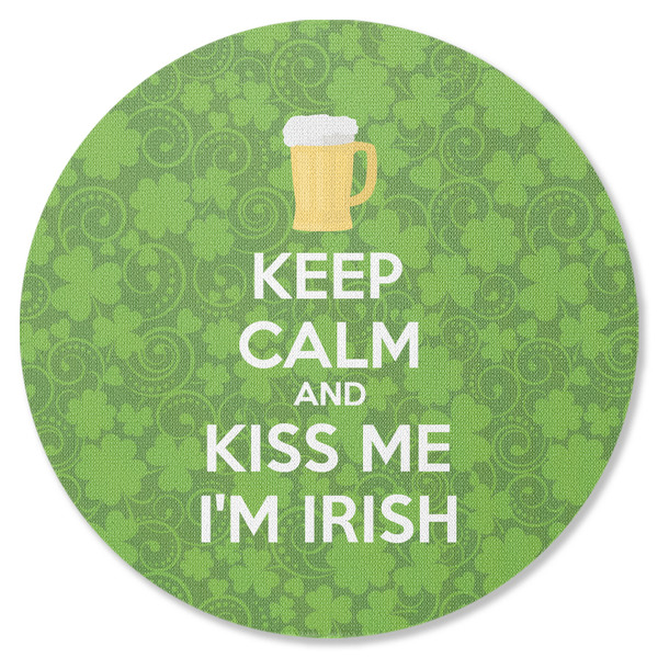 Custom Kiss Me I'm Irish Round Rubber Backed Coaster (Personalized)