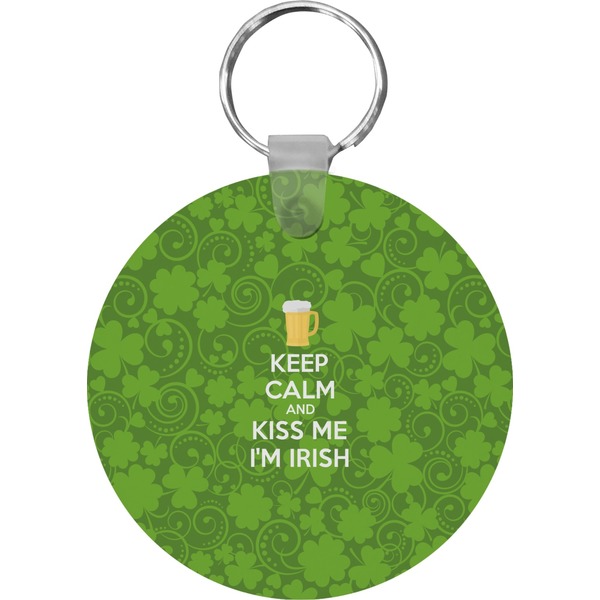 Custom Kiss Me I'm Irish Round Plastic Keychain