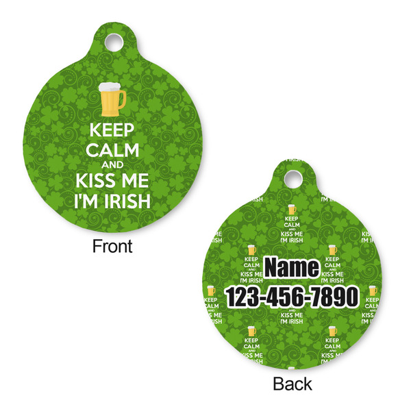 Kiss Me I'm Irish Round Pet ID Tag - Large - Approval