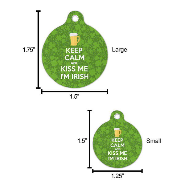 Kiss Me I'm Irish Round Pet ID Tag - Large - Comparison Scale