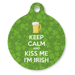 Kiss Me I'm Irish Round Pet ID Tag - Large