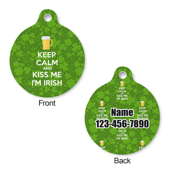 Kiss Me I'm Irish Round Pet Tag - Front & Back