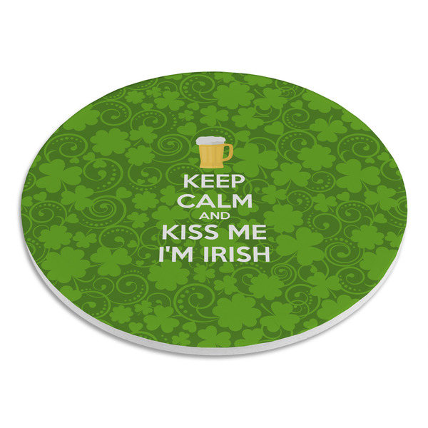 Kiss Me I'm Irish Round Stone Trivet - Angle View