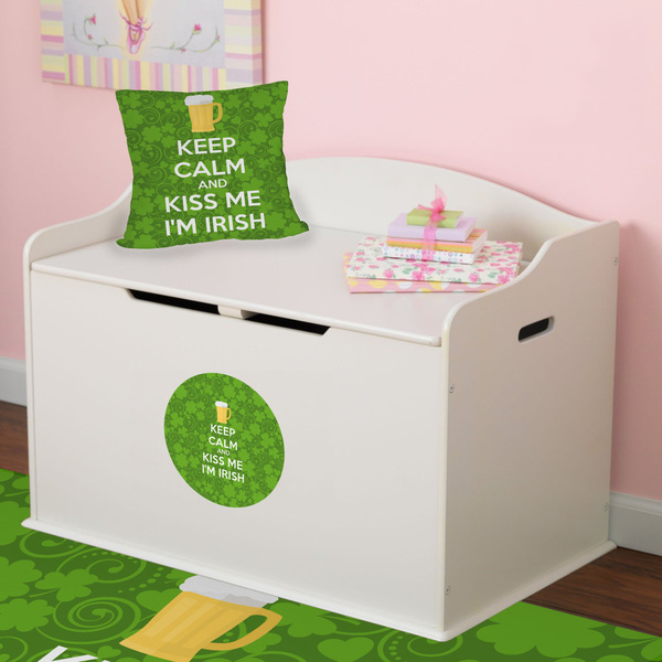 Kiss Me I'm Irish Round Wall Decal on Toy Chest