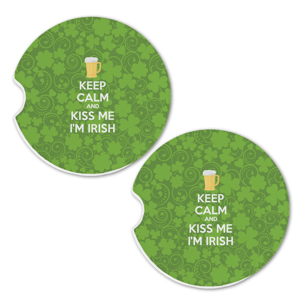 Kiss Me I'm Irish Sandstone Car Coasters - Set of 2