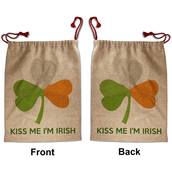 Custom Kiss Me I'm Irish Santa Sack - Front & Back