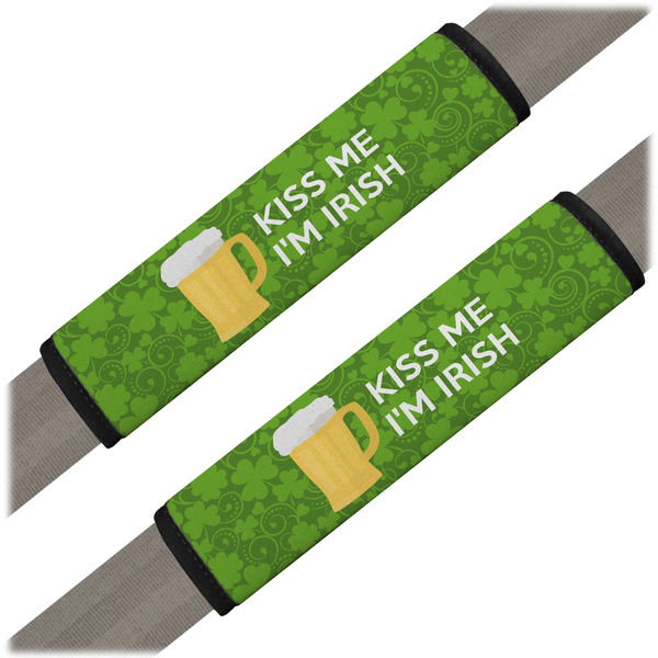 Custom Kiss Me I'm Irish Seat Belt Covers (Set of 2) (Personalized)