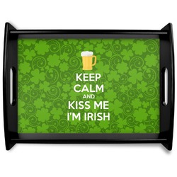 Kiss Me I'm Irish Black Wooden Tray - Large (Personalized)