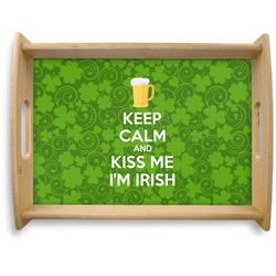 Kiss Me I'm Irish Natural Wooden Tray - Large (Personalized)