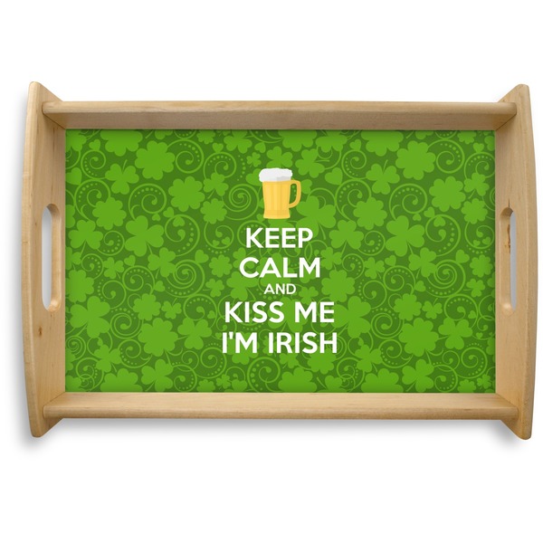 Custom Kiss Me I'm Irish Natural Wooden Tray - Small (Personalized)