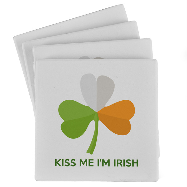 Custom Kiss Me I'm Irish Absorbent Stone Coasters - Set of 4