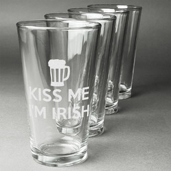 Kiss Me I'm Irish Pint Glasses - Engraved (Set of 4)