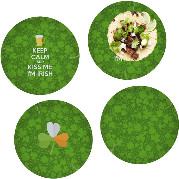Custom Kiss Me I'm Irish Set of 4 Glass Lunch / Dinner Plate 10" (Personalized)