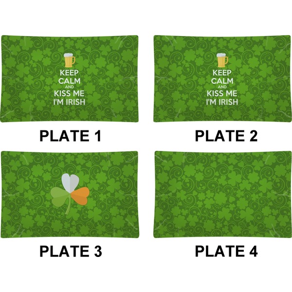 Kiss Me I'm Irish Set of Rectangular Dinner Plates (Approval)