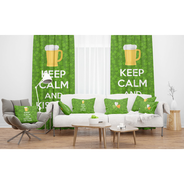 Kiss Me I'm Irish Sheer and Custom Curtains in Room with Matching Pillows