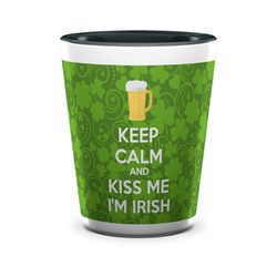 Kiss Me I'm Irish Ceramic Shot Glass - 1.5 oz - Two Tone - Single